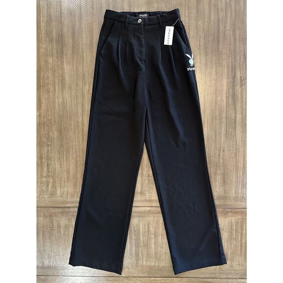 NWT Pacsun Playboy Black Boyfriend Fit Wide Leg Embroidered Bunny Logo Pants XS - Picture 16 of 16
